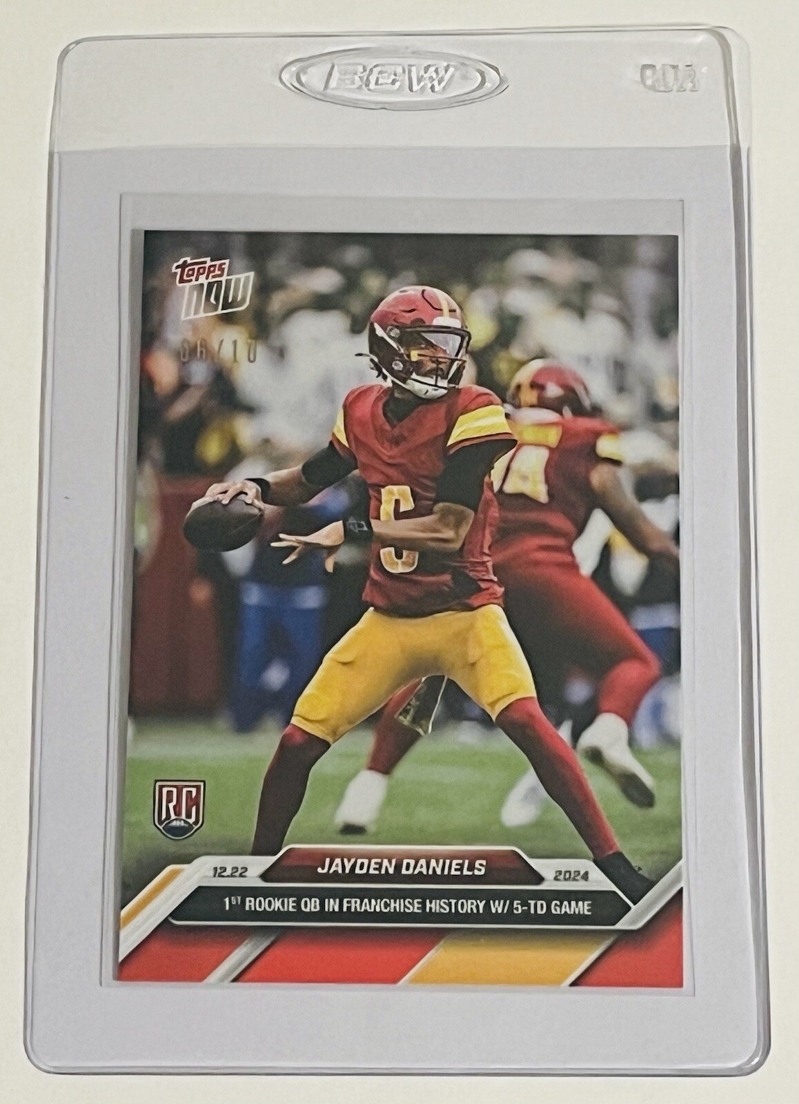 Jayden Daniels 2024 Topps Now RC Card 16 Five TD Game Rookie Red Parallel #6/10