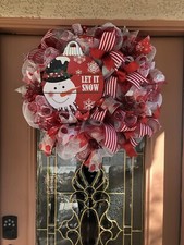 Snowman Let it Snow Christmas Handmade Custom Wreath