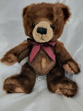 FAO Schwarz Faux Mink Teddy Bear Burgandy Ribbon 2011