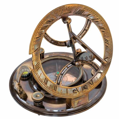 Compas boussole maritime cadran solaire laiton style antique réplique 13cm - Photo 1/6