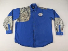 Roper Shirt Adult Large Blue Rip Stop Camo Embroidered Celebrity Hunt For A Cure