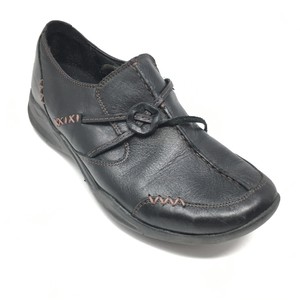 Women-039-s-Clarks-Wave-Walk-Casual-Loafers-Shoes-Size-7-M-Black-Leather-Slip-On-AB4