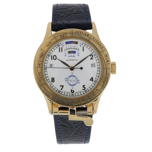 Longines Lindbergh Ephemerides Solaires Gold 18K Sun/Moon ca1989 limited Edition