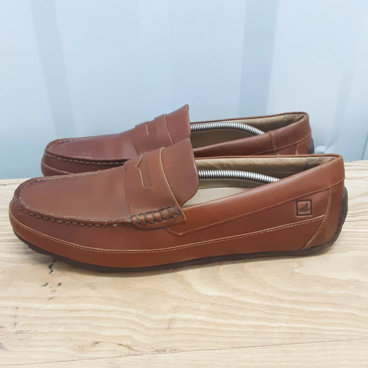 Sperry Top Sider Men 11.5 M Penny Loafers Slip On Drivers Brown Leather STS10721