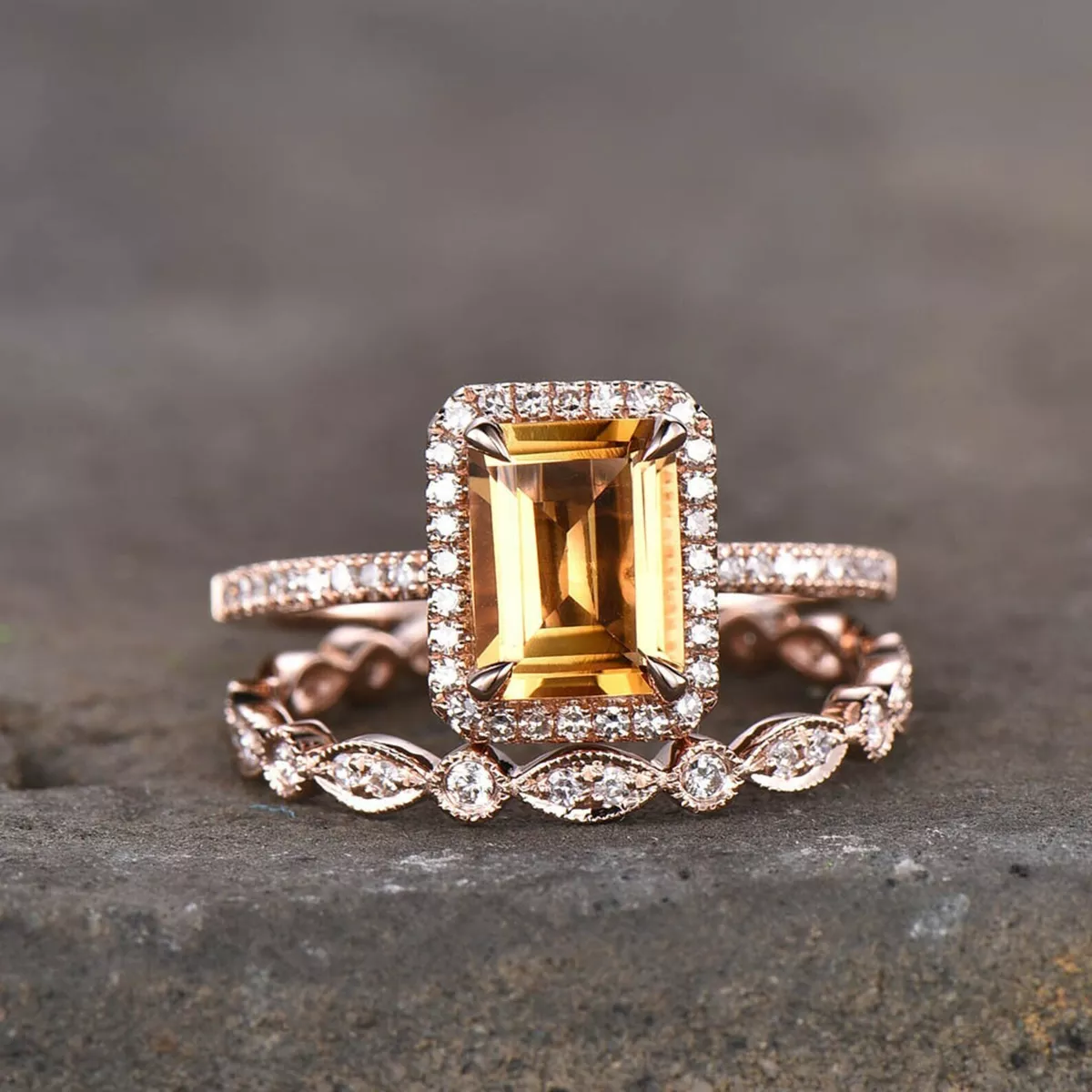 Citrine solitaire shop ring