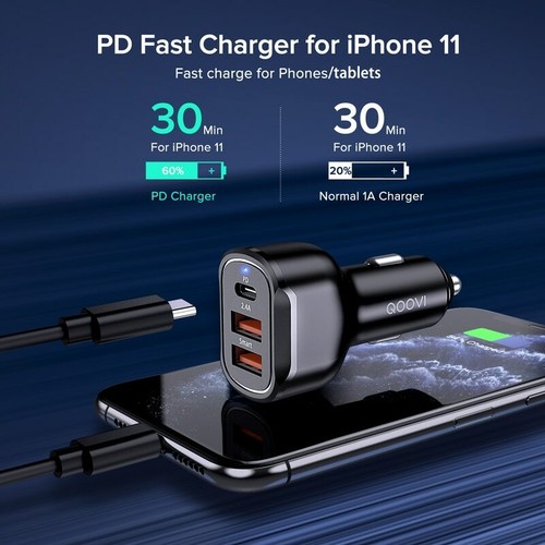 3 Port USB Phone Car Charger Adapter LED Display QC Fast Charging Accessories - Picture 2 of 5