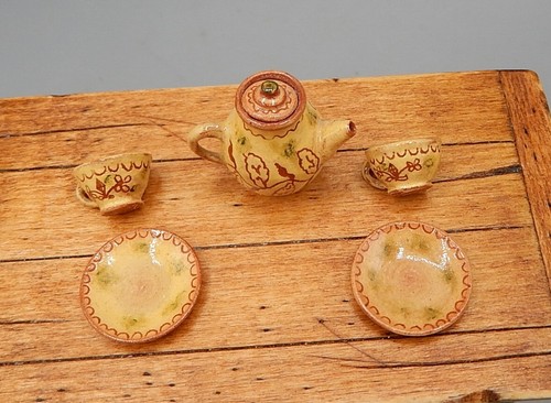 ÚNICO IGMA Jane Graber gres esgrafiado servicio de té casa de muñecas miniatura 1:12 - Imagen 11 de 11