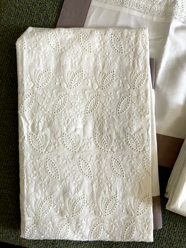 100% Egyptian Cotton White Eyelet Embroidered Butterflies King & Shams Set of 2 - 第 4/9 張圖片