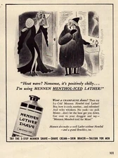 1940 Mennen Shaving Cream Print Ad Lather Shave Menthol Iced Lather Cold