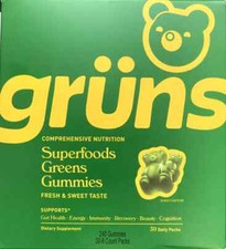Gruns Daily Green Gummies, Digestive Health 3...