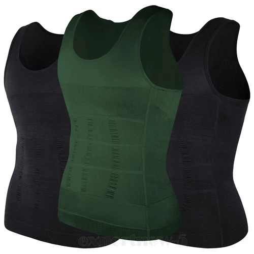 Herren 3er-Pack Schlank Body Shaper Haltung Korrektur Weste Bauch Kompression Tops USA - Bild 53 von 56