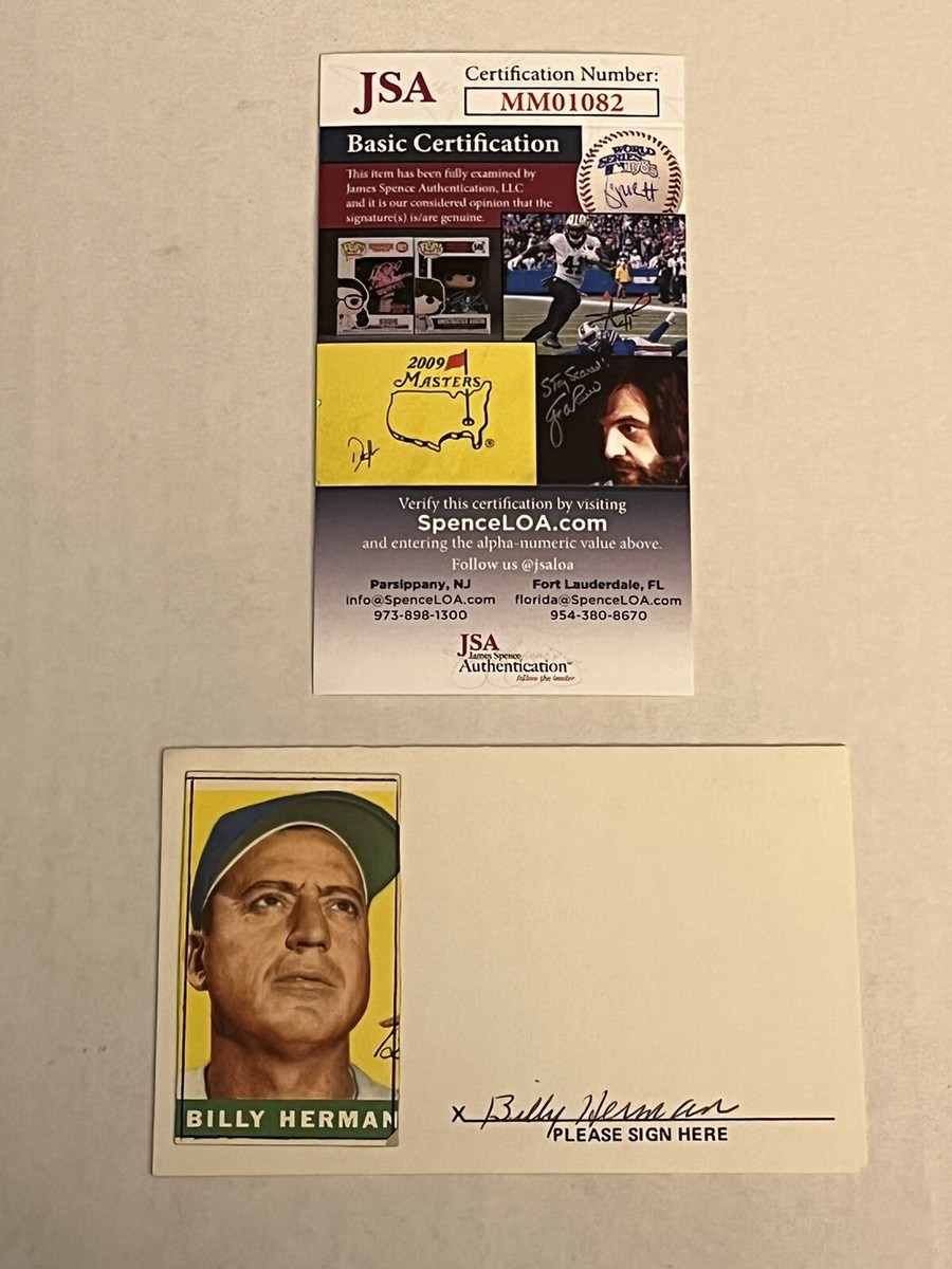 Billy Herman Autograph Auto Picture Index Card Hall Of Fame HOF JSA  Certified 🔥 - Main Image