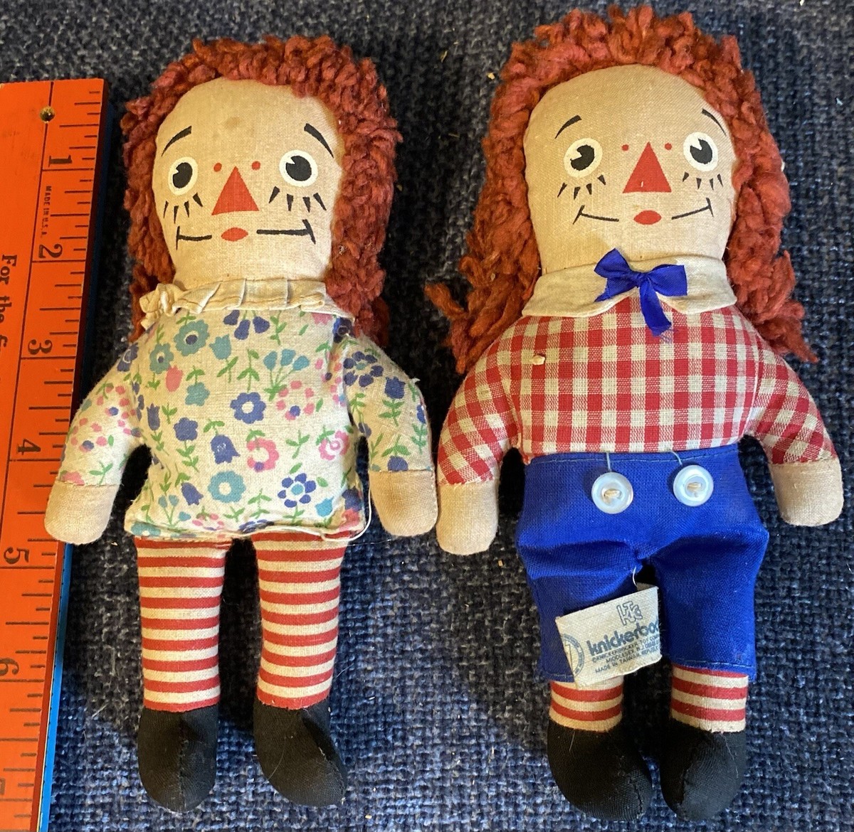 Raggedy　ニッカーボッカー　アン　アンディ　ペア　坊主　45cm　レア Vintage 7” Knickerbocker Raggedy Ann And Andy Dolls With Label | eBay