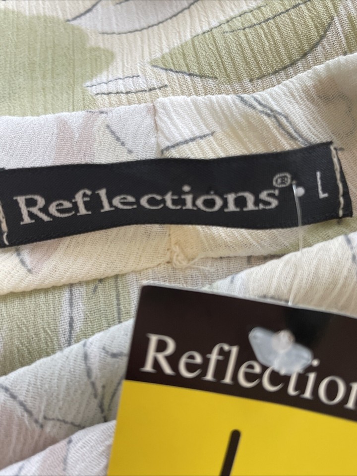 REFLECTIONS CREAM/BEIGE FLORAL CHIFFON KIMONO JACKET.SIZE LARGE.NEW. eBay