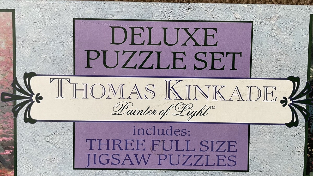 Vintage 1997 Thomas Kinkade Deluxe 3 Full Size Jigsaw Puzzles
