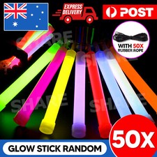50 x 6 INCH MIXED GLOW STICKS W/LANYARD BULK PARTY RAVE LIGHT DISCO GLOW IN DARK