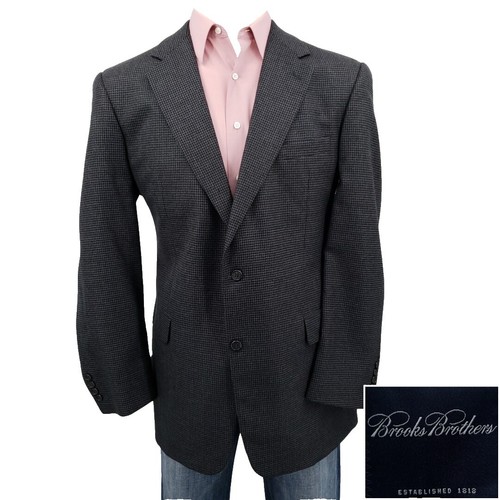 Brooks Brothers 1818 Regent Gray Charcoal Plaid Drago Wool Size