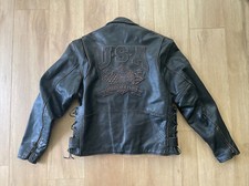 Vintage Leather Motorcycle Coat Size 48 Biker Jacket USA Eagle Style EUC