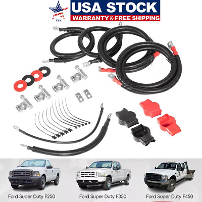 #ad For Ford 6.0L PowerStroke Battery Cable Kit F250 F350 F450 2003 2007 2 0 Wire $297.99