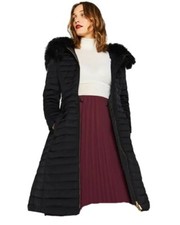 Hunter Original Black Refined Down Coat With Faux Fur Hood Size Xs Nwt