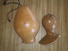 2 Tops of Gourds for Crafts, Clean, Halved, Hanging, 10" & 7" L, Windchimes