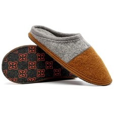 Men's Winter Warm Two Tone Cap Toe Boiled Wool House Slippers Breathable Wint...