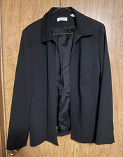 Valerie Stevens Women Black Jacket Blazer Size 10 Polyester zipper Free Ship