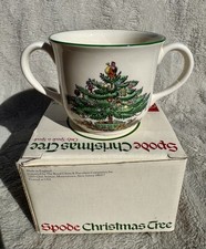 vtg NIB child england double handle SPODE classic christmas tree cup/mug holiday