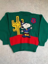 Vintage Snoopy Knit Cardigan Kids Size 130 8 with Pilling and Stains