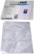 25 Ultra PRO Silver 9-Pocket Card Pages Sheets Standard Size Binder Trading