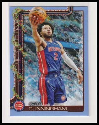 2025-26 Topps Holiday #H32 Cade Cunningham Light Blue and White Glitter Holiday
