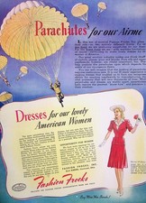 Original 1943 Vintage Print Ad: Fashion Frocks, Dresses for our lovely American
