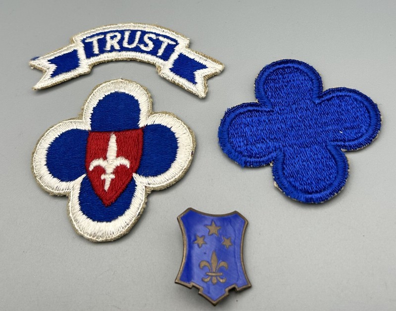 WWII 351st Infantry Regiment Blue Devils DI Unit Crest Pin & Patches Lot Of 4