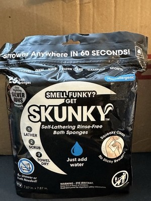 Skunky No Rinse Shower Bathing Wipes Fast & Easy 25 Wipes FREE SHIPPING
