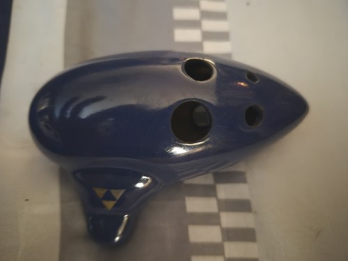 Blue Zelda Ocarina With Triforce - Great Condition-