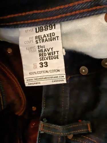 Unbranded brand Men’s Jeans UB891 21oz Red Weft Denim