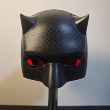 Black/Red Daredevil Matt Murdock Movie Cosplay Helmet:ABS Cowl Half Mask Painted