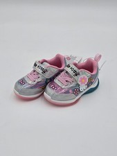 Hello Kitty Girls Silver/Pink Glitter Floral Light-Up Hook Loop Sneakers 6T