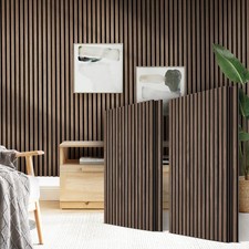Wood Slat Acoustic Wall Panels, Self Adhesive Sound Absorbing Dark Wanlut
