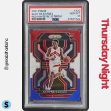 2021 PANINI PRIZM #320 SCOTTIE BARNES RED WHITE AND BLUE RC ROOKIE PSA 10
