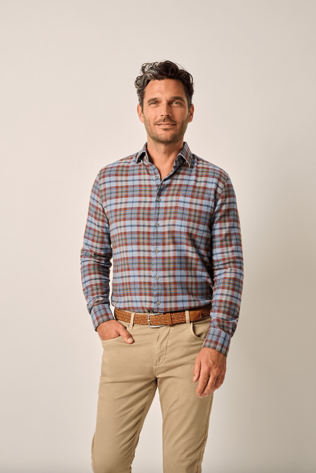 Johnnie-O Roger Maliblu Tucked Cotton Blend Button Down Shirt