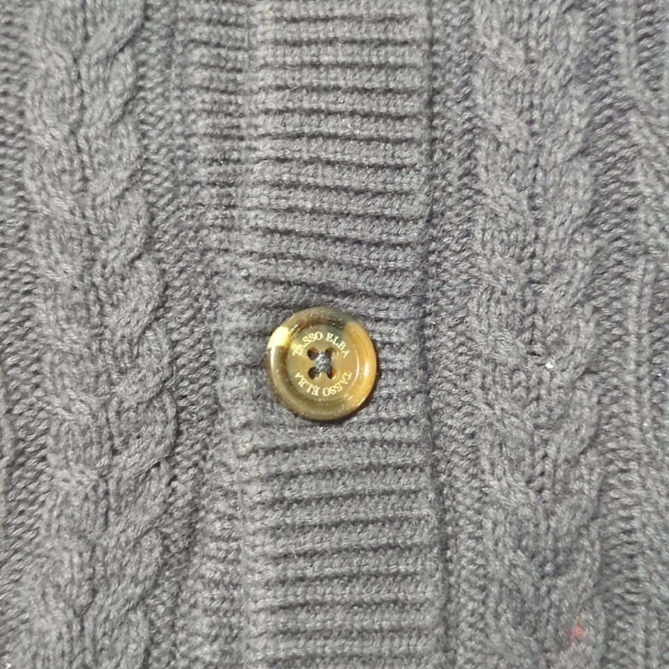 Men's Cardigan Sweater Grandpa Mr Rogers Cosby Preppy Navy Blue Neutral Cable XL - Image 4 of 4