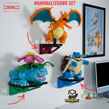 Wandhalterung Set passend f&uuml;r LEGO&reg; Pok&eacute;mon Bisaflor, Glurak und Turtok 72153