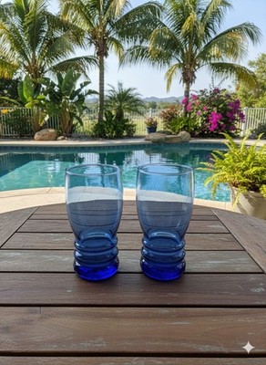 Libbey Glass - BANGLES COBALT BLUE - Set of 2 - 6 1/4'' COOLER GLASSES