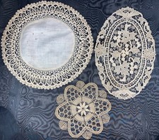 Lot ANTIQUE Lace Doilies CLUNY BOBBIN  CORONATION CORD Crochet