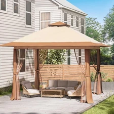 13'x13' Pop up Gazebo Canopy Tent, Outdoor Patio Waterproof Gazebo with Mosqu...