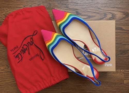 Christian Louboutin Degradama Flat Multi Suede Ballet Flats Women EU 37.5 US 7.5