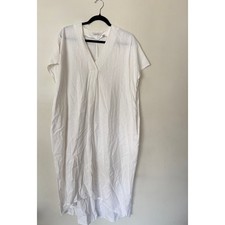 Babaton Charette Oversized Midi Dress White Linen Blend V-Neck Women's Sz XS