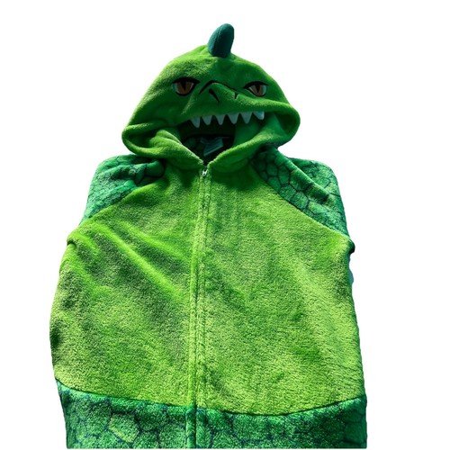 Saint Eve Boys Size S 7/8 Green Dino Youth Hooded Fleece Sleeper Flame Resistant - Picture 6 of 16