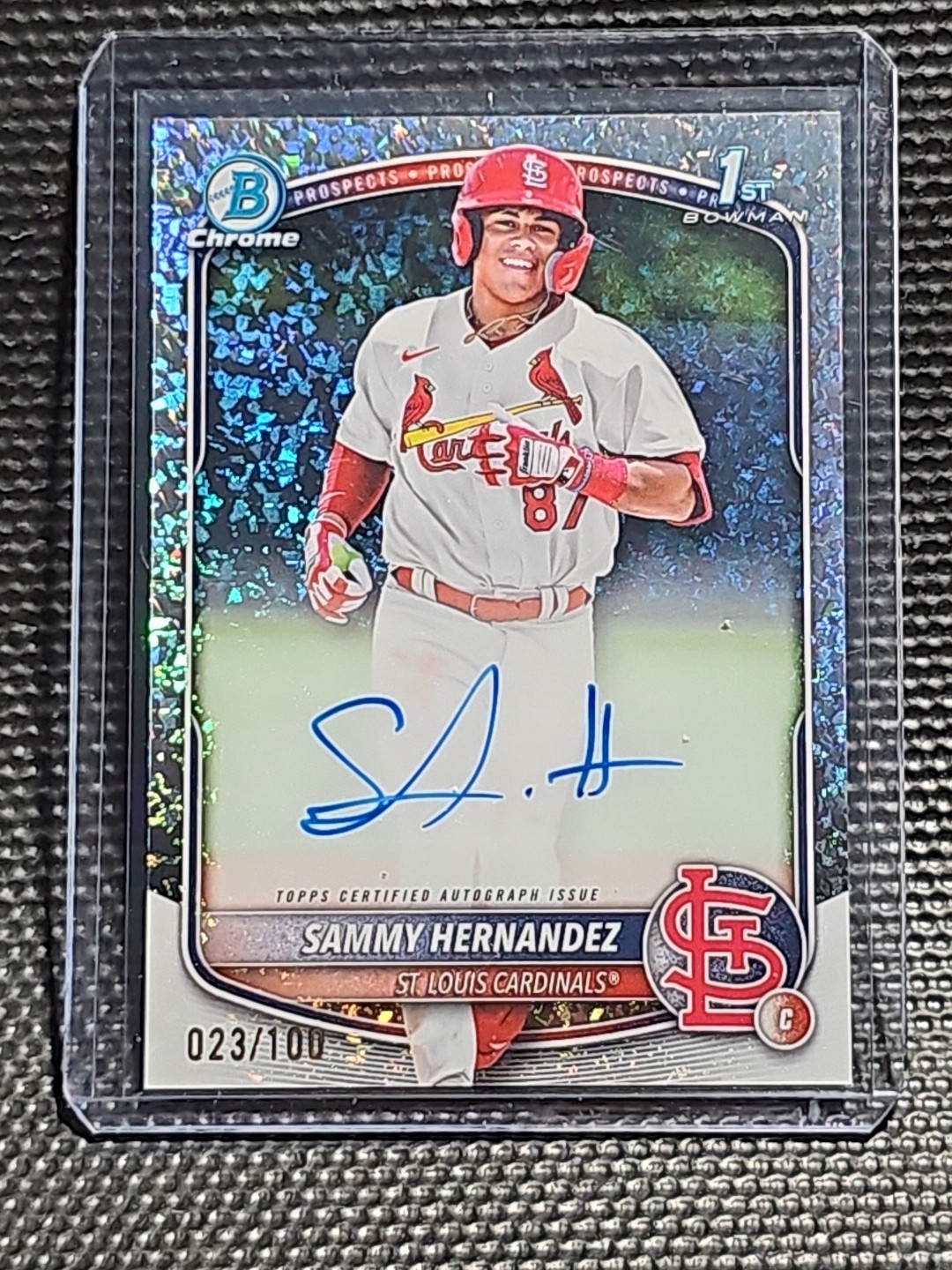 2025 Bowman Chrome Sammy Hernandez 1st Mini Diamonds Auto /100 Cardinals #CPA-SH